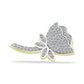 Alfinete de Prata com Banho de Ouro com Diamante Branco e Topázio Branco  Contraste: Cabeca de Veado (800)