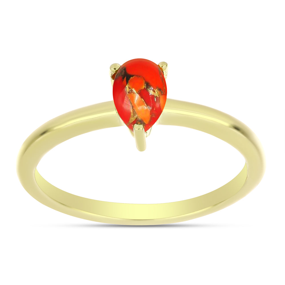 Anel de Prata com Banho de Ouro com Turquesa de Mohave 3 