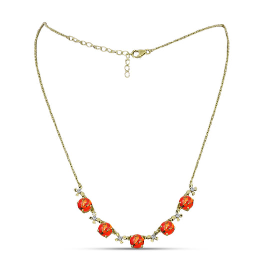 Colar de Prata com Banho de Ouro com Turquesa de Mohave e Topázio Branco  Contraste: Cabeca de Veado (800)