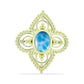 Anel de Prata com Banho de Ouro com Larimar  Contraste: Cabeca de Veado (800)