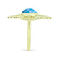 Anel de Prata com Banho de Ouro com Larimar  Contraste: Cabeca de Veado (800)