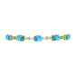 Pulseira de Prata com Banho de Ouro com Larimar e Topázio Branco  Contraste: Cabeca de Veado (800)