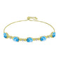 Pulseira de Prata com Banho de Ouro com Larimar e Topázio Branco  Contraste: Cabeca de Veado (800)
