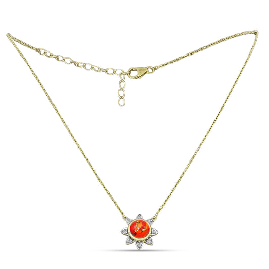 Colar de Prata com Banho de Ouro com Turquesa de Mohave e Topázio Branco  Contraste: Cabeca de Veado (800)