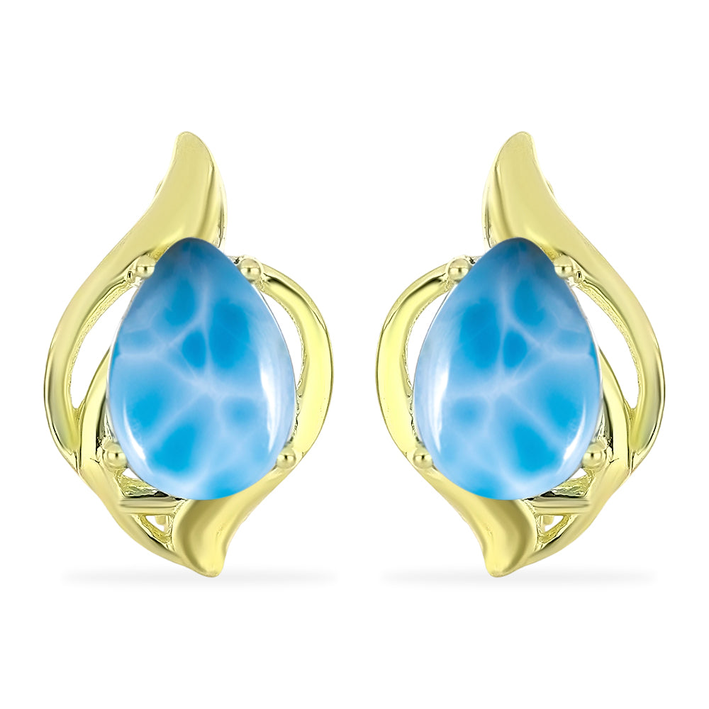 Brincos de Prata com Banho de Ouro com Larimar 1 