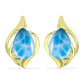 Brincos de Prata com Banho de Ouro com Larimar