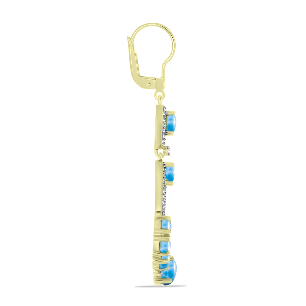 Brincos de Prata com Banho de Ouro com Larimar  Contraste: Cabeca de Veado (800) 2 