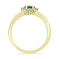 Anel de Prata com Banho de Ouro com Safira Verde e Topázio Branco  Contraste: Cabeca de Veado (800)