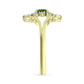 Anel de Prata com Banho de Ouro com Safira Verde e Topázio Branco  Contraste: Cabeca de Veado (800)