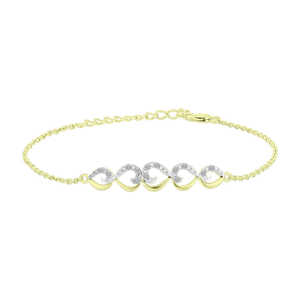 Pulseira de Prata com Banho de Ouro com Diamante Branco