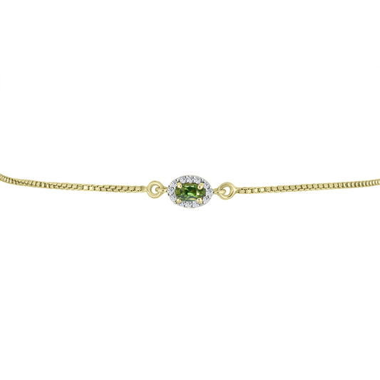 Pulseira de Prata com Banho de Ouro com Safira Verde e Topázio Branco