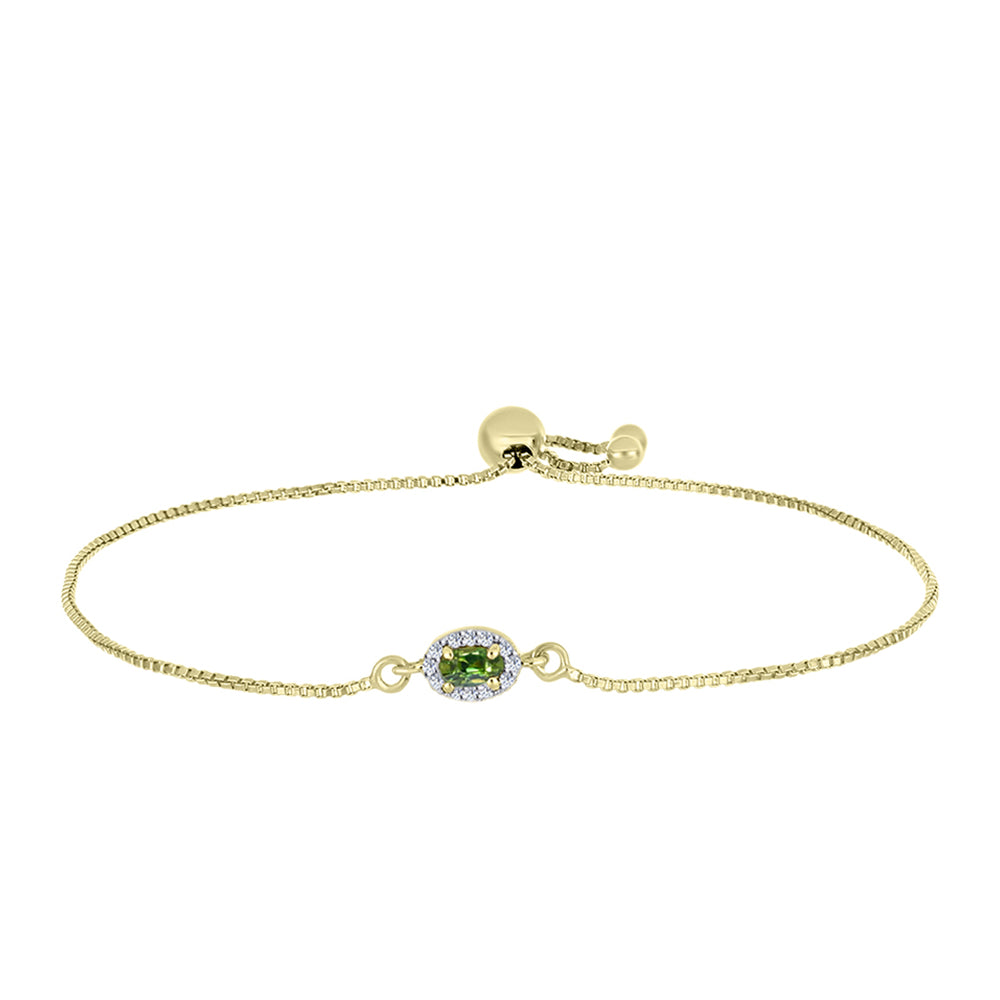 Pulseira de Prata com Banho de Ouro com Safira Verde e Topázio Branco 4 