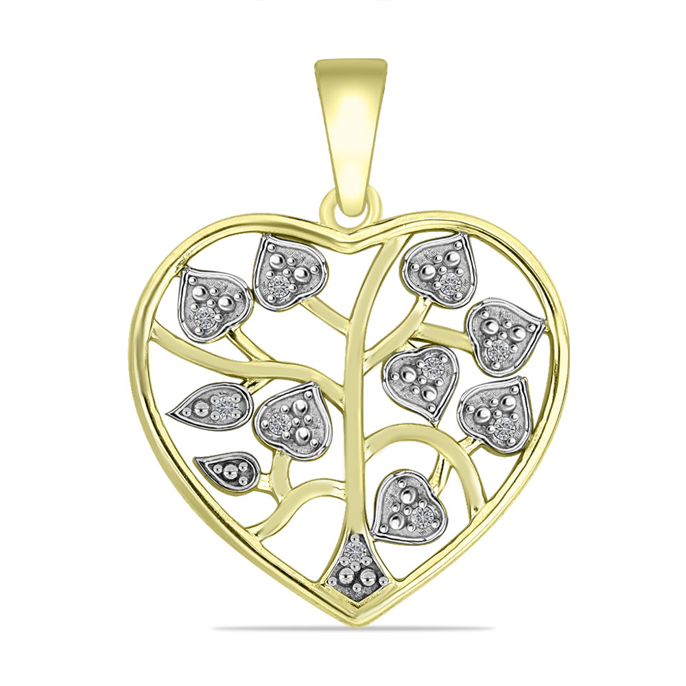 Pendente de Prata com Banho de Ouro com Diamante Branco  Contraste: Cabeca de Veado (800)