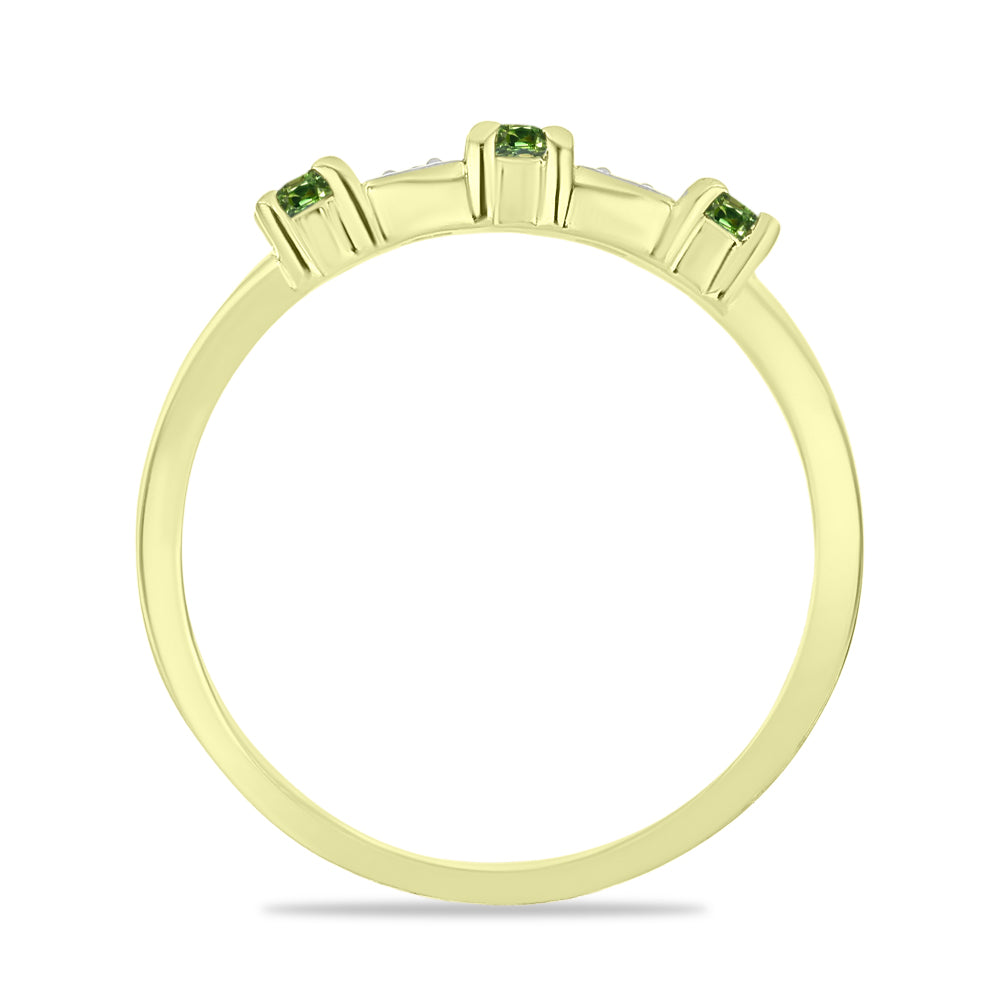 Anel de Prata com Banho de Ouro com Safira Verde e Topázio Branco 2 