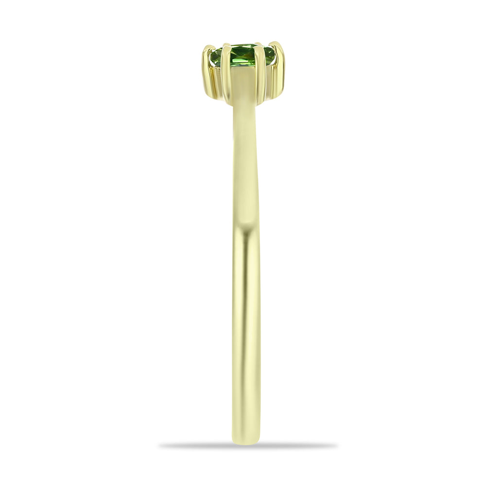 Anel de Prata com Banho de Ouro com Safira Verde