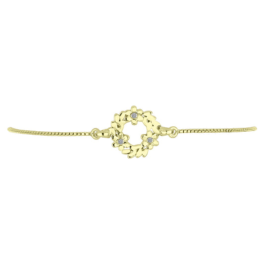 Pulseira de Prata com Banho de Ouro com Diamante Branco  Contraste: Cabeca de Veado (800)