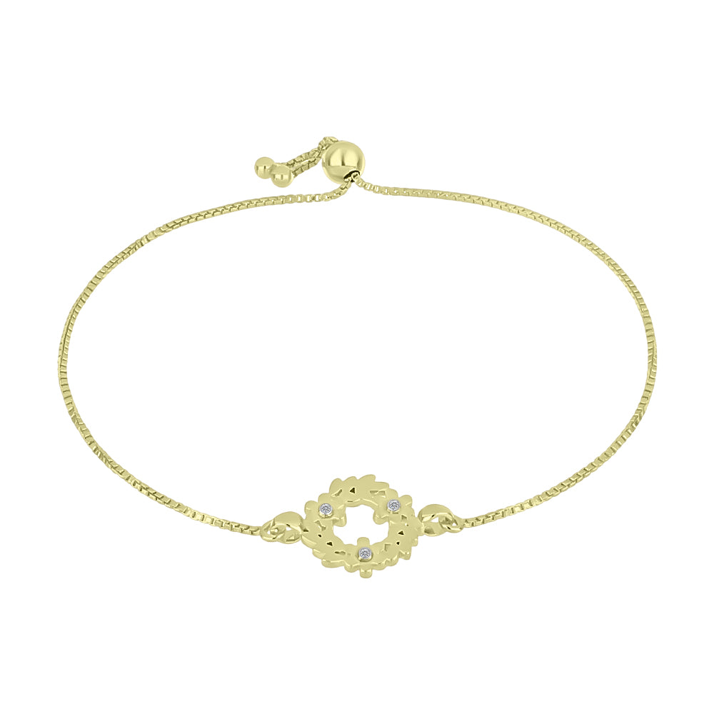 Pulseira de Prata com Banho de Ouro com Diamante Branco  Contraste: Cabeca de Veado (800) 1 
