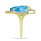 Anel de Prata com Banho de Ouro com Larimar e Topázio Branco  Contraste: Cabeca de Veado (800)