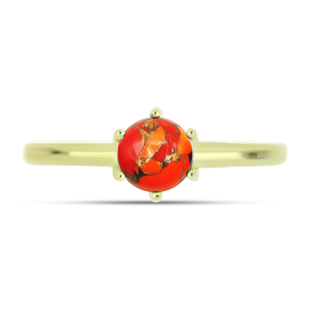 Anel de Prata com Banho de Ouro com Turquesa de Mohave