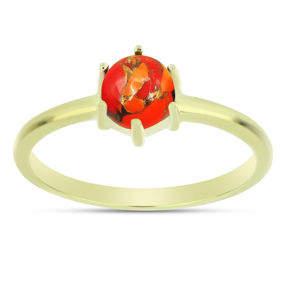 Anel de Prata com Banho de Ouro com Turquesa de Mohave 3 