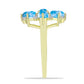 Anel de Prata com Banho de Ouro com Larimar e Topázio Branco  Contraste: Cabeca de Veado (800)
