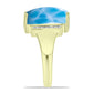 Anel de Prata com Banho de Ouro com Larimar e Topázio Branco  Contraste: Cabeca de Veado (800)