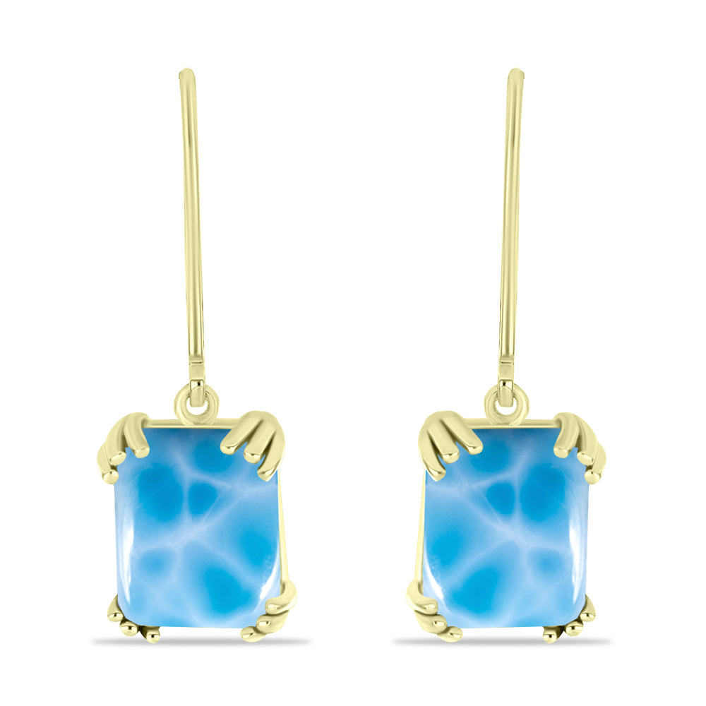 Brincos de Prata com Banho de Ouro com Larimar