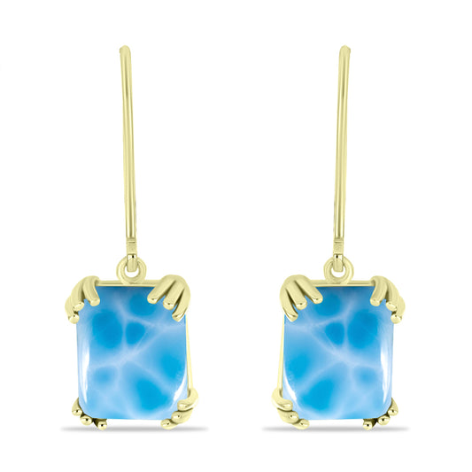 Brincos de Prata com Banho de Ouro com Larimar