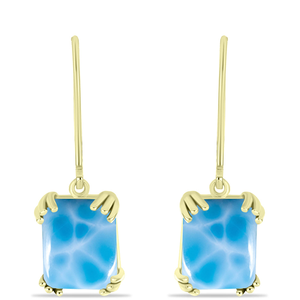 Brincos de Prata com Banho de Ouro com Larimar