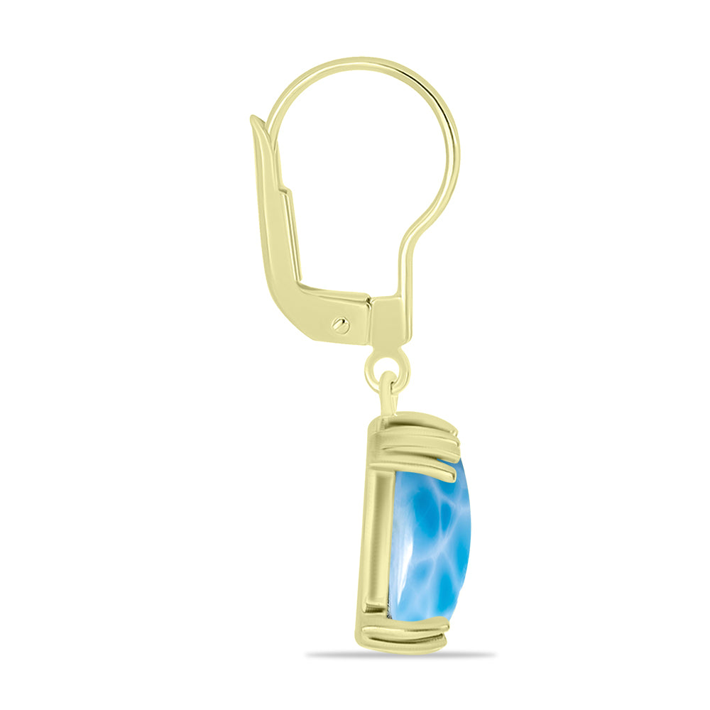 Brincos de Prata com Banho de Ouro com Larimar