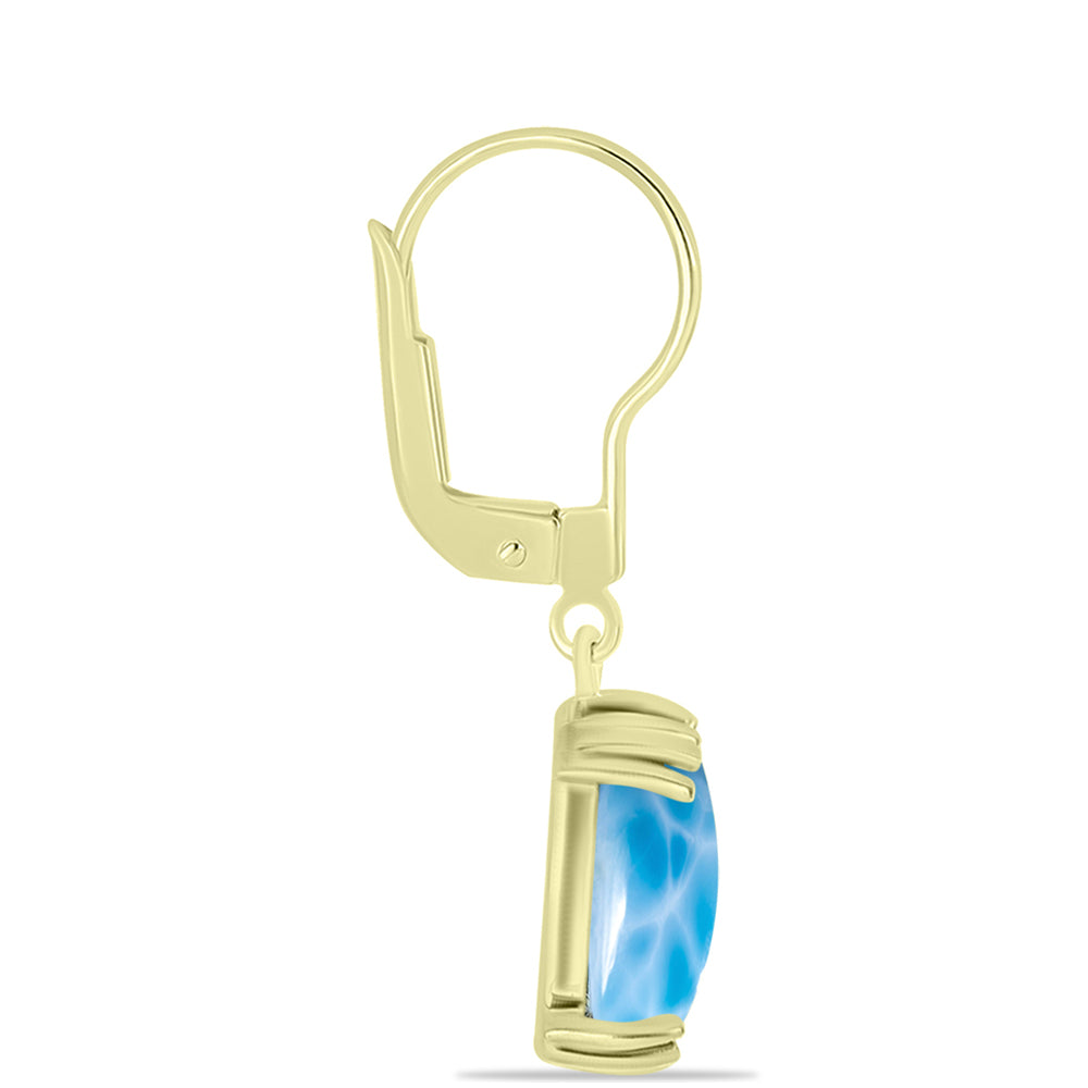 Brincos de Prata com Banho de Ouro com Larimar 4 