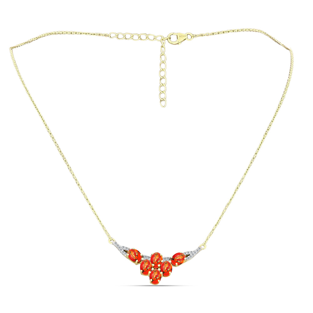 Colar de Prata com Banho de Ouro com Turquesa de Mohave e Topázio Branco  Contraste: Cabeca de Veado (800) 1 
