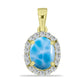 Pendente de Prata com Banho de Ouro com Larimar e Topázio Branco