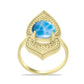 Anel de Prata com Banho de Ouro com Larimar  Contraste: Cabeca de Veado (800)