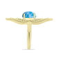 Anel de Prata com Banho de Ouro com Larimar  Contraste: Cabeca de Veado (800)