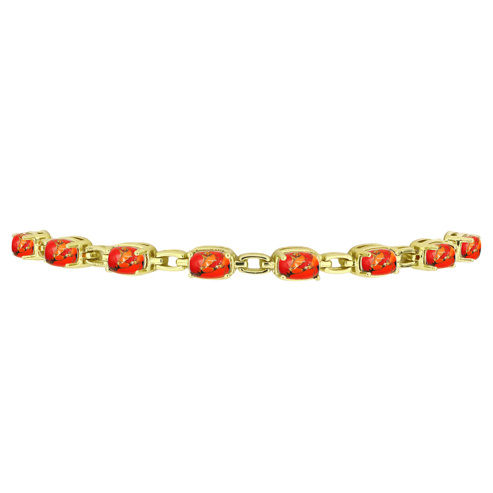 Pulseira de Prata com Banho de Ouro com Turquesa de Mohave  Contraste: Cabeca de Veado (800)