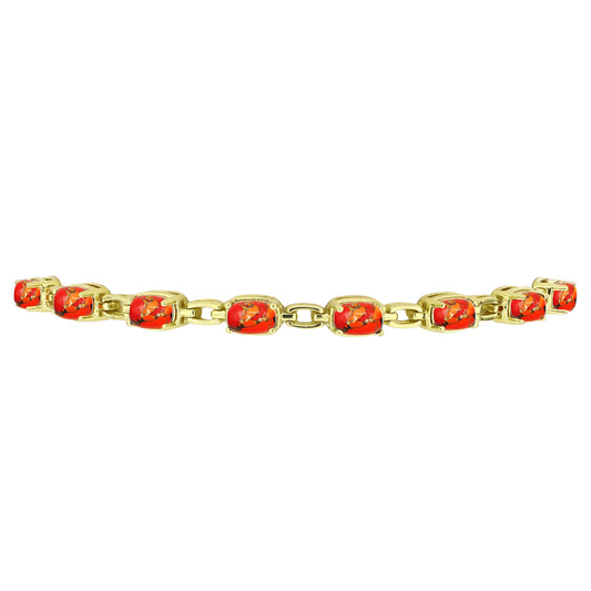 Pulseira de Prata com Banho de Ouro com Turquesa de Mohave  Contraste: Cabeca de Veado (800)