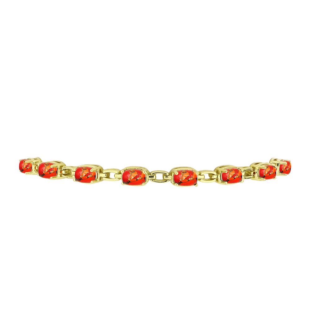 Pulseira de Prata com Banho de Ouro com Turquesa de Mohave  Contraste: Cabeca de Veado (800) 3 