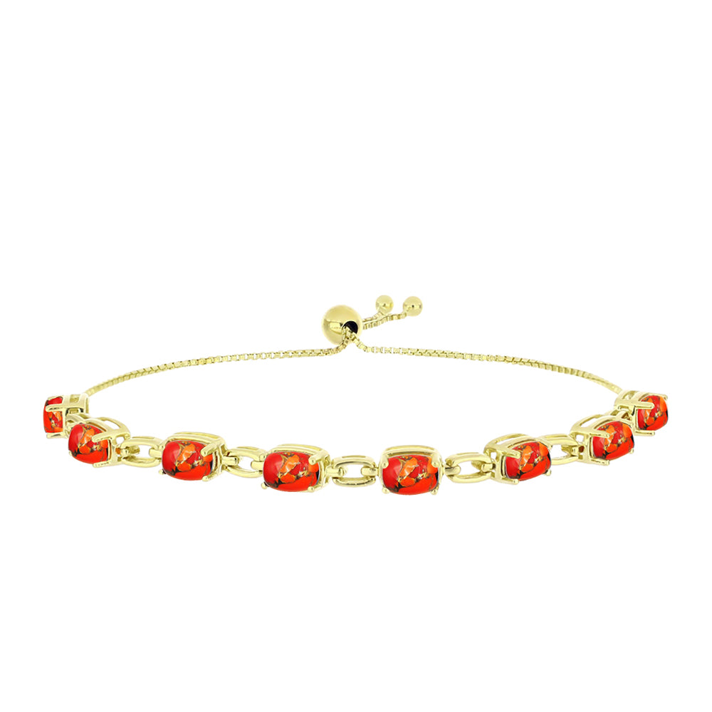 Pulseira de Prata com Banho de Ouro com Turquesa de Mohave  Contraste: Cabeca de Veado (800) 4 