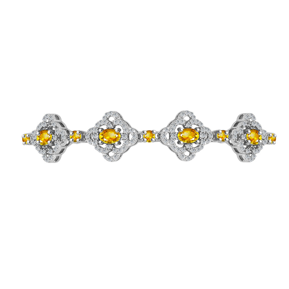 Pulseira de Prata com Citrino Dourado do Rio Grande e Topázio Branco  Contraste: Cabeca de Veado (800)