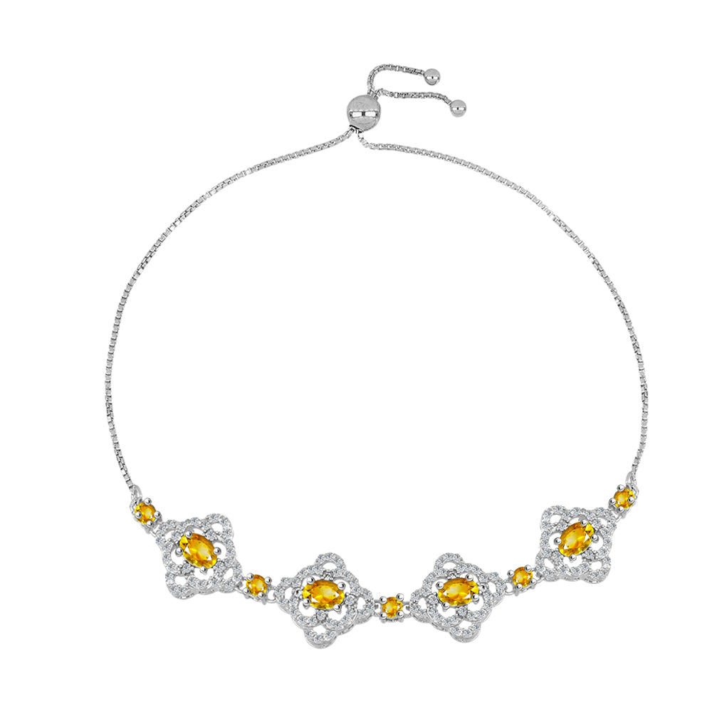 Pulseira de Prata com Citrino Dourado do Rio Grande e Topázio Branco  Contraste: Cabeca de Veado (800) 1 