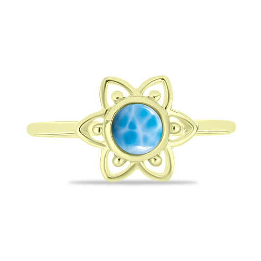 Anel de Prata com Banho de Ouro com Larimar