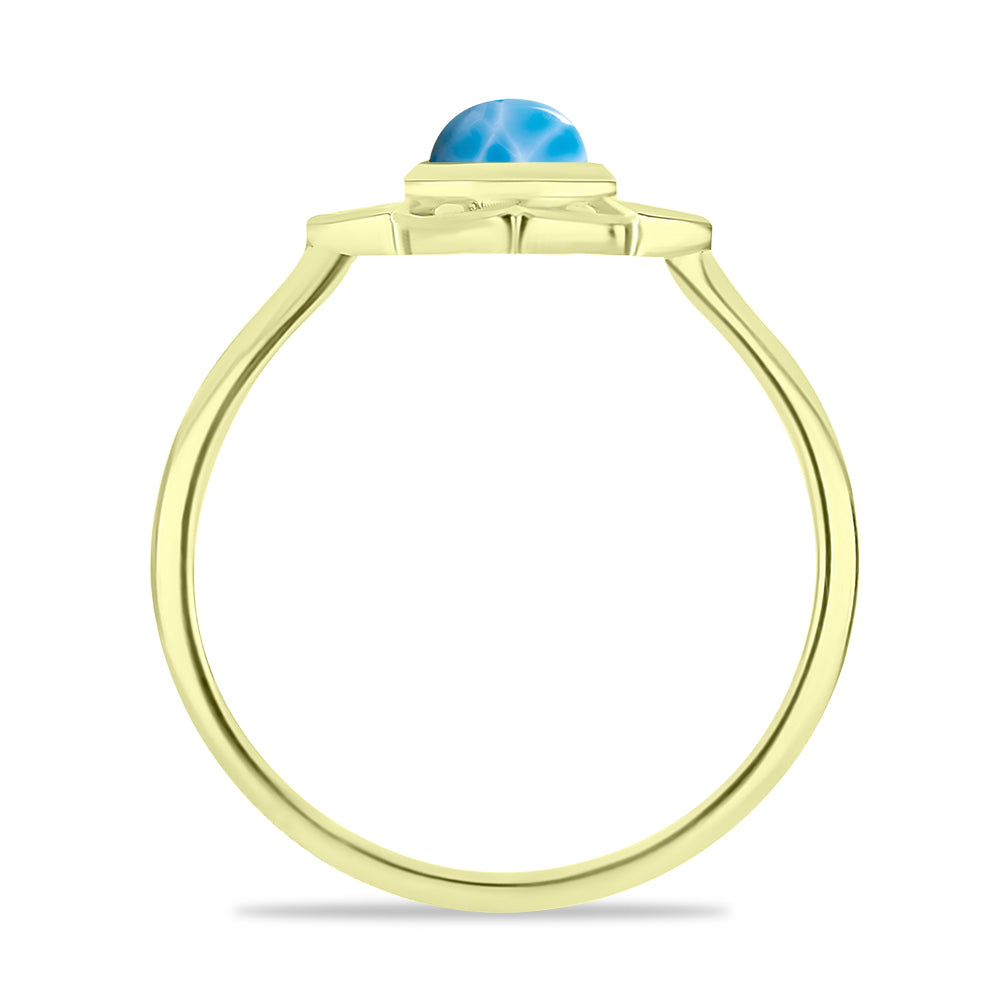 Anel de Prata com Banho de Ouro com Larimar