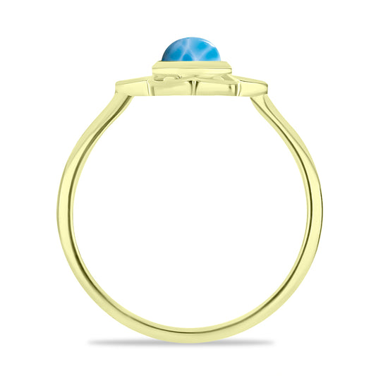 Anel de Prata com Banho de Ouro com Larimar