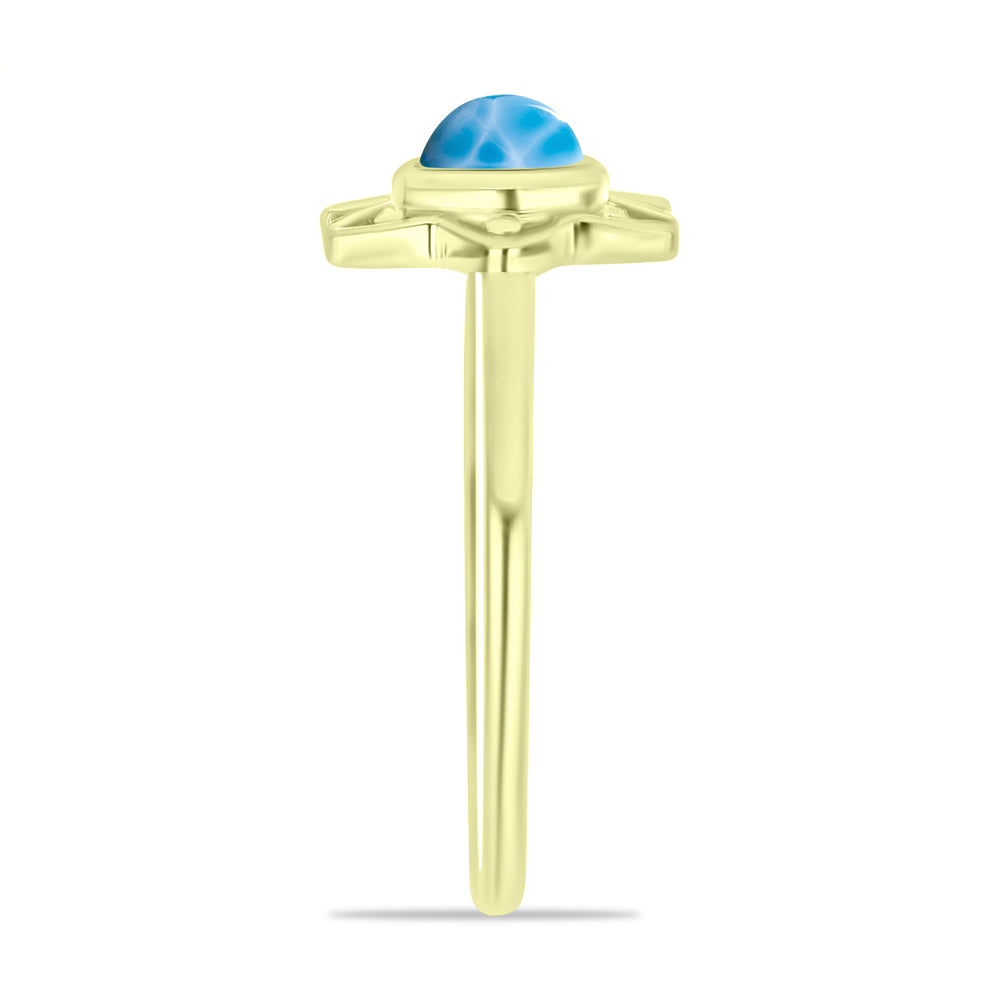 Anel de Prata com Banho de Ouro com Larimar