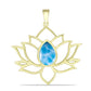 Pendente de Prata com Banho de Ouro com Larimar  Contraste: Cabeca de Veado (800)