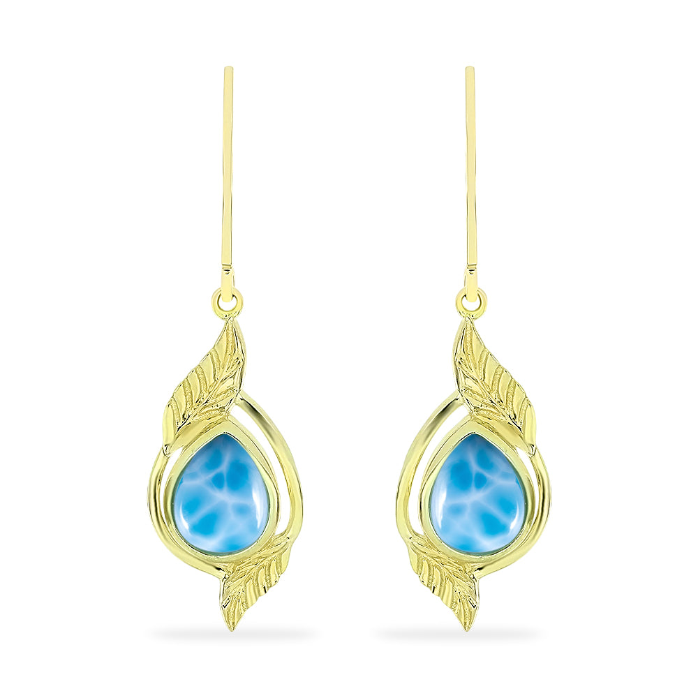 Brincos de Prata com Banho de Ouro com Larimar 1 