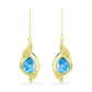 Brincos de Prata com Banho de Ouro com Larimar