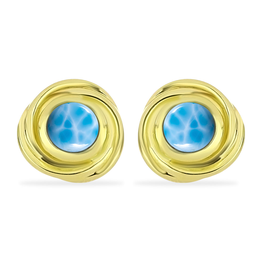 Brincos de Prata com Banho de Ouro com Larimar 1 
