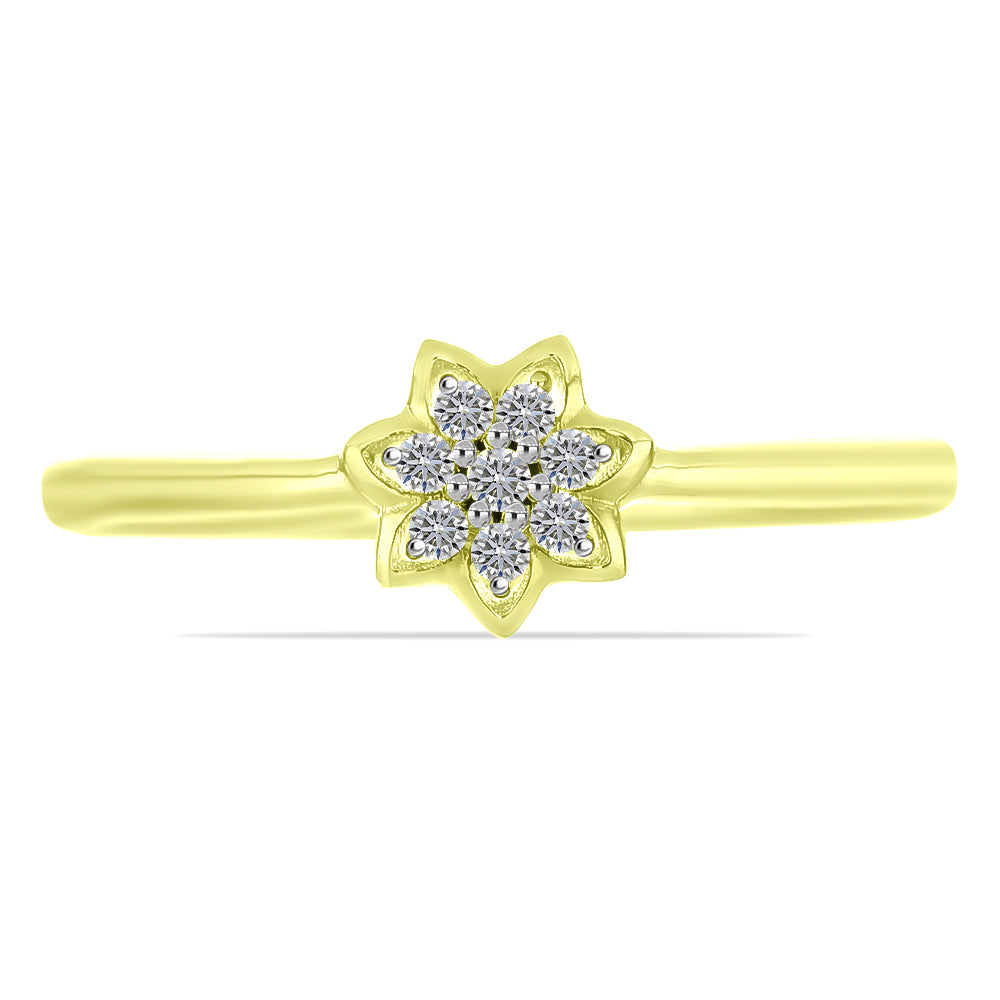 Anel de Prata com Banho de Ouro com Diamante Branco 1 